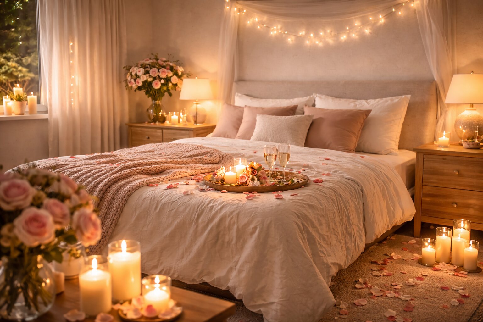 slaapkamer romantisch versieren, romantisch