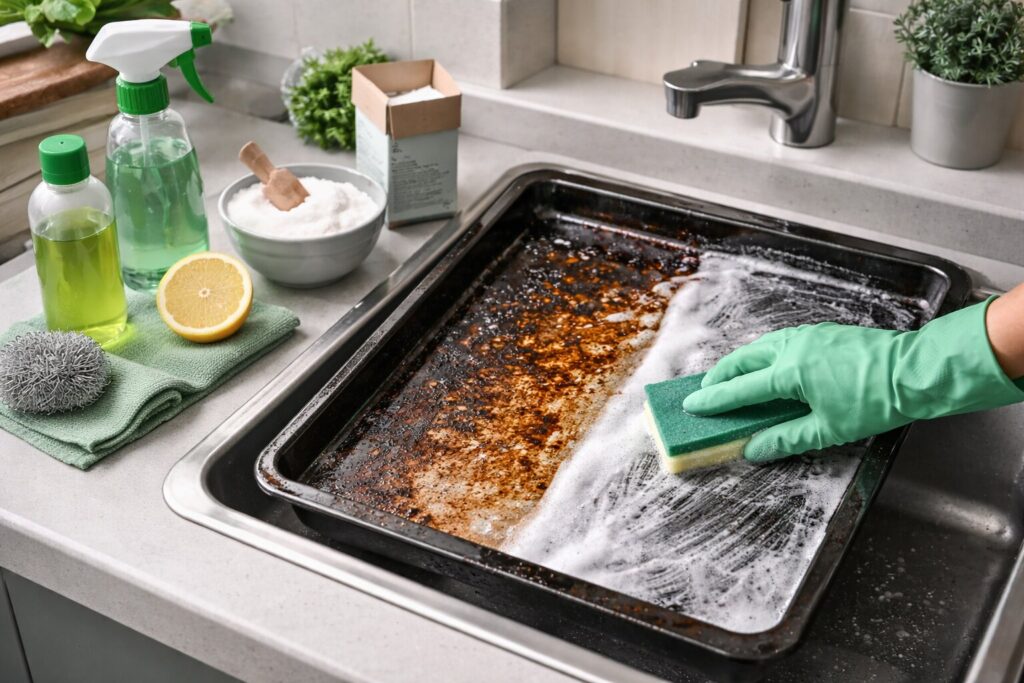 bakplaat schoonmaken, bakplaat