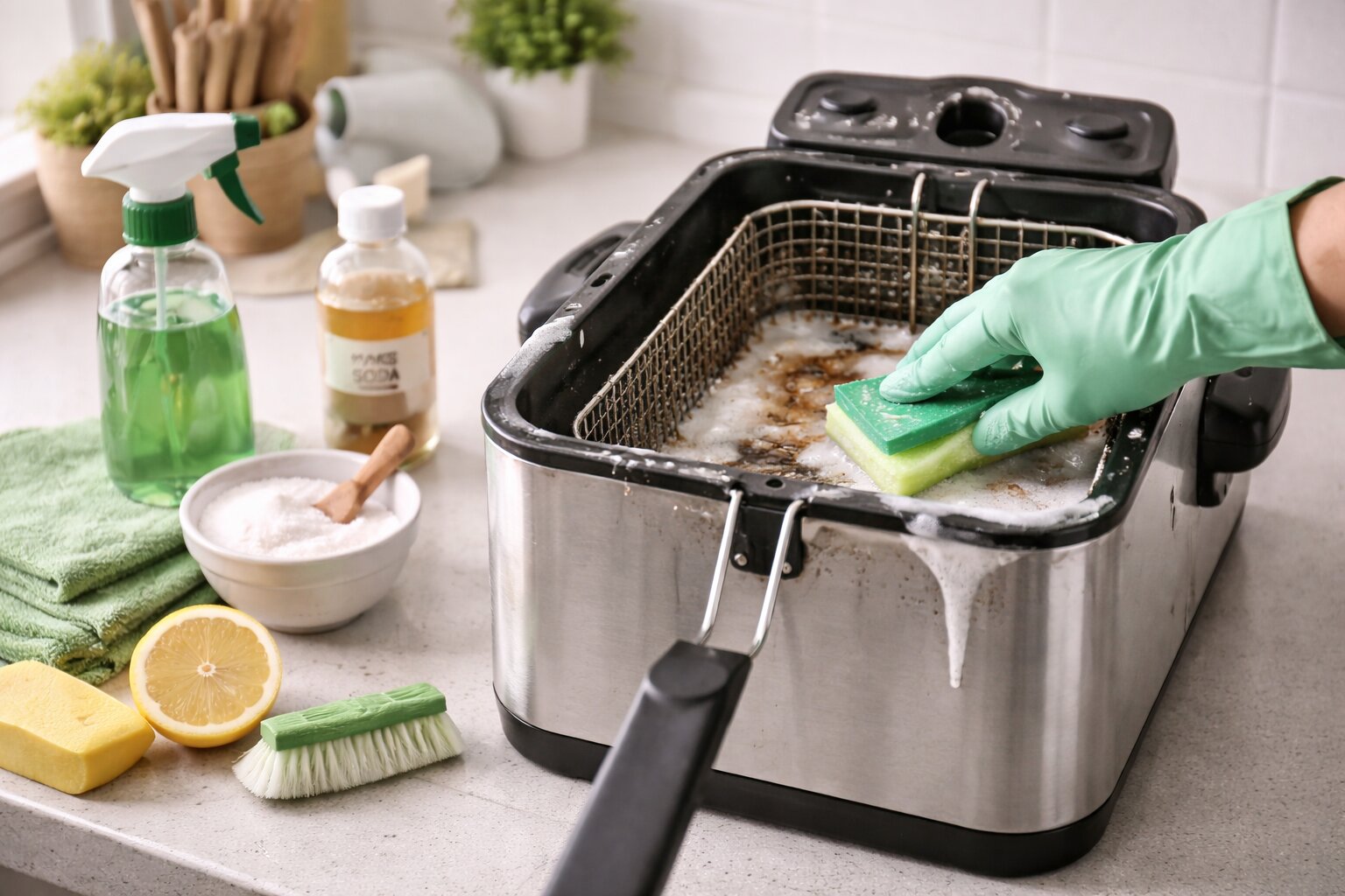 frituurpan schoonmaken, frituurpan