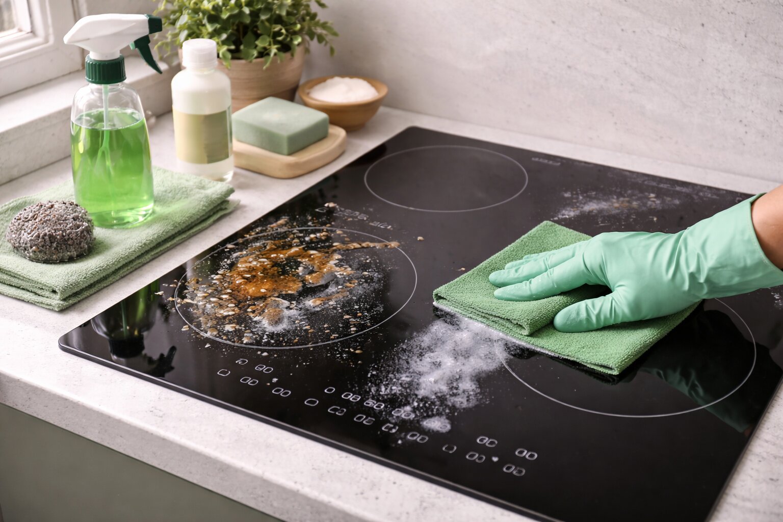 inductieplaat schoonmaken, inductieplaat